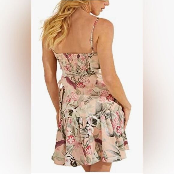 Guess 100% linen floral print mini dress, US8 - Picture 3 of 11